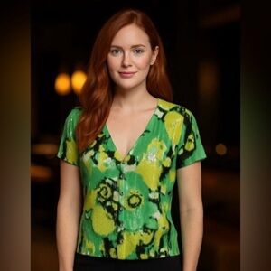 INC Green Sequin Floral Cardigan – Petite Medium (PM)